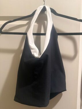 Abercrombie YPB Black and White Halter Athletic Crop Top